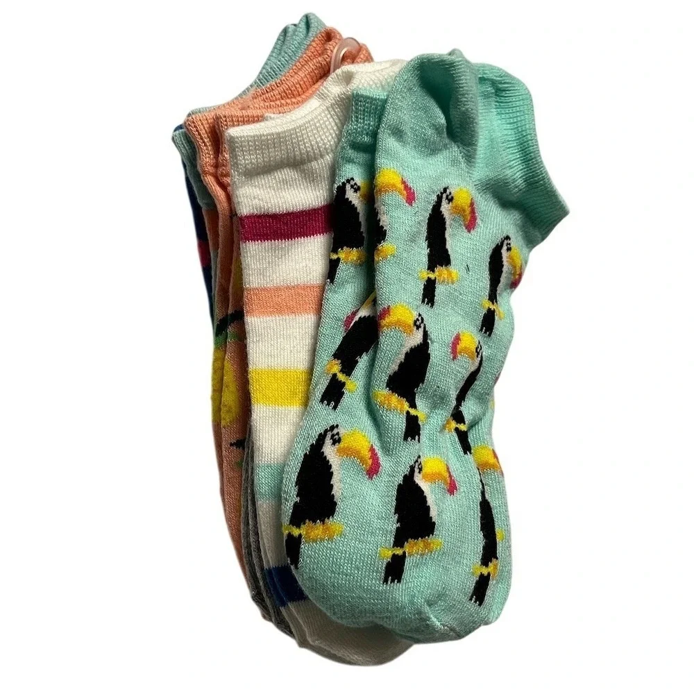 Xhilaration Low-Cut Socks Womens Shoe Size 4-10 Tropical 6-Pair Pack‎